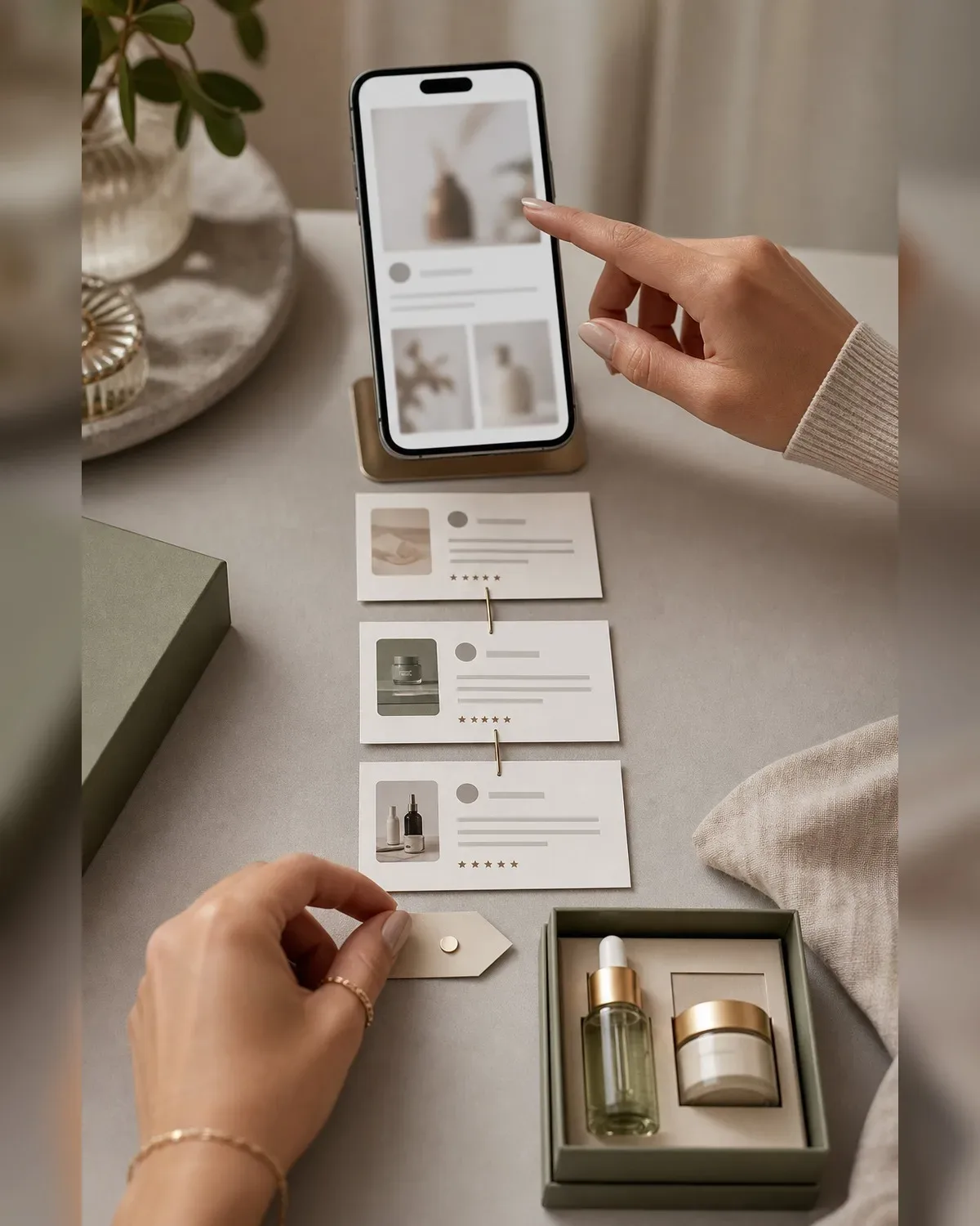 A social commerce path mapped from a short post to profile, proof, comments, and checkout decision points